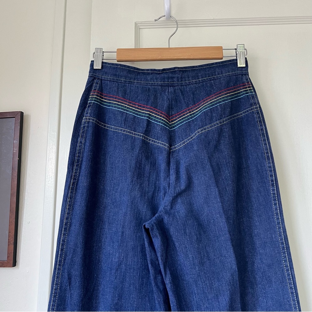 Vintage Rainbow Stitch High Rise Wide Leg Jeans - Picture 5 of 8